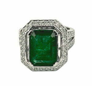 emerald cut diamond emerald ring
