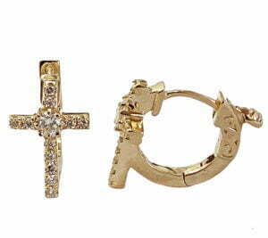 huggies diamond cross earrings
