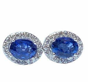 halo diamonds oval sapphire stud earrings