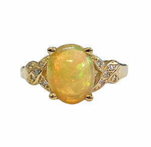 opal diamond x design ring