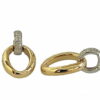 Dangling diamond oval hoop earrings in 14 k two tone
