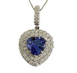 heart shape tanzanite diamond pendant