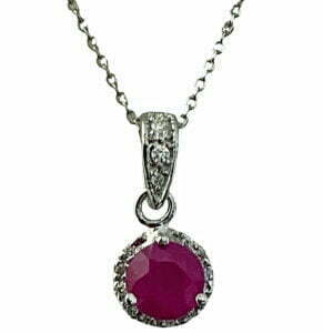 Round ruby diamond pendant
