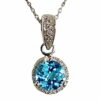 round blue topaz diamond pendant