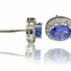oval tanzanite halo diamonds stud earrings