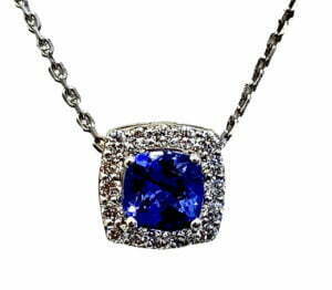 halo diamonds tanzanite necklace