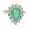 Pear shaoe emerald dihalo diamond ring