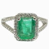 emerald cut split shank diamond ring