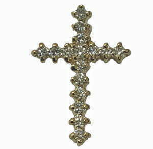 Flat cross pendant with diamonds