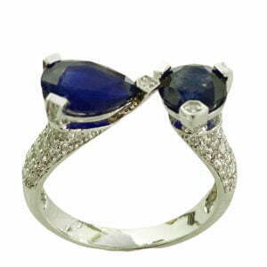 open cuff sapphire and diamond ring