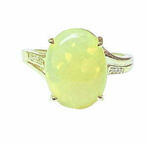 large oval opal diamond ring