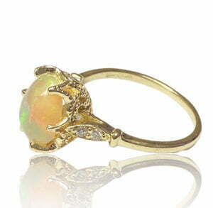 oval opal filigree diamond ring