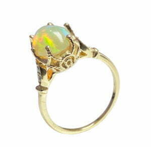 oval opal filigree diamond ring