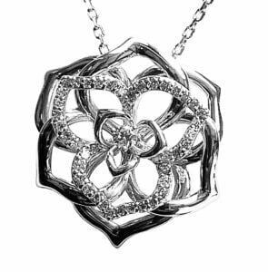 Designer diamond necklace in 14 k white gold