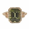 Green toutmaline diamond ring