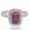 Octagon pink tourmaline diamond ring