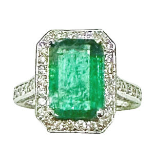 Emerald cut diamond ring