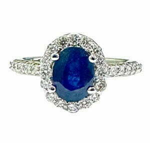 Halo diamonds sapphire ring