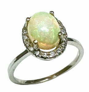 Oval opal diamond ring