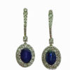 oval sapphire dangling diamond earrings