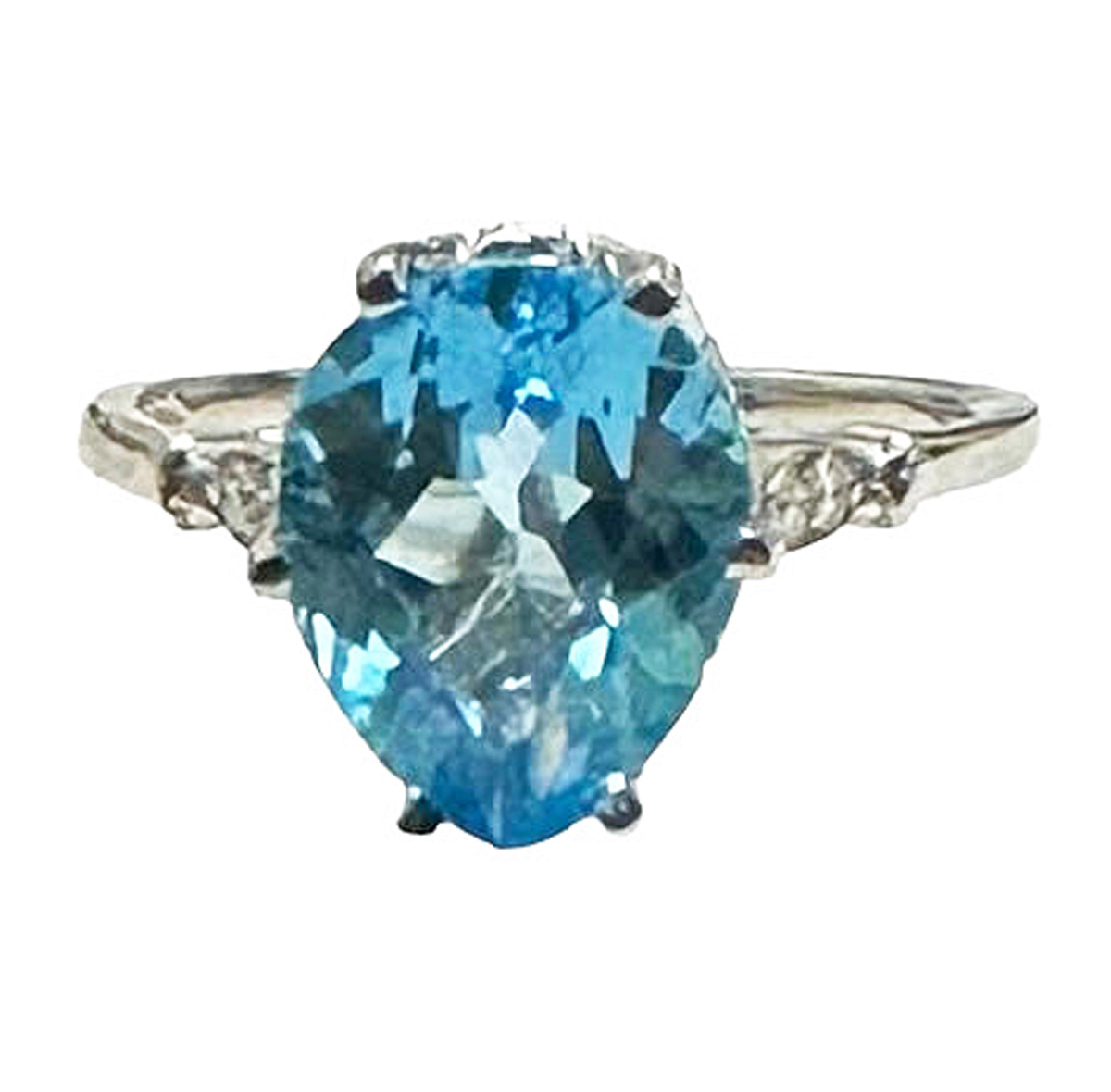 Pear-shape Blue Topaz Diamond Ring - %sitena