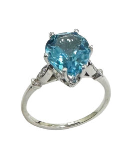 Blue topaz diamond ring
