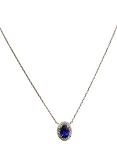 oval sapphire diamond pendant