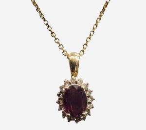 oval ruby diamond pendant