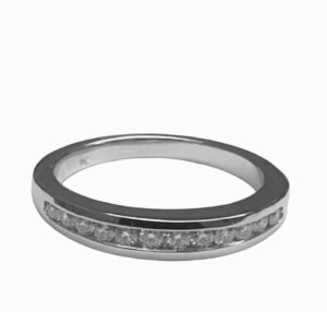 One row channel setting wedding ring