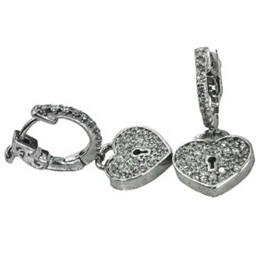 Heart pave diamond Huggies earrings