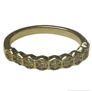 large hexagon diamond wedding band