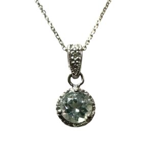 Round Aquamarine diamond pendant