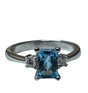 Blue topaz diamond engagement ring