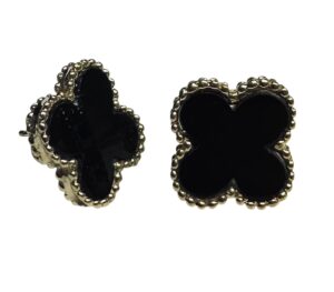 onyx clover earrings